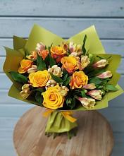 Букет цветов из:  Альстромерии и Розы в Добринка Липецкая область