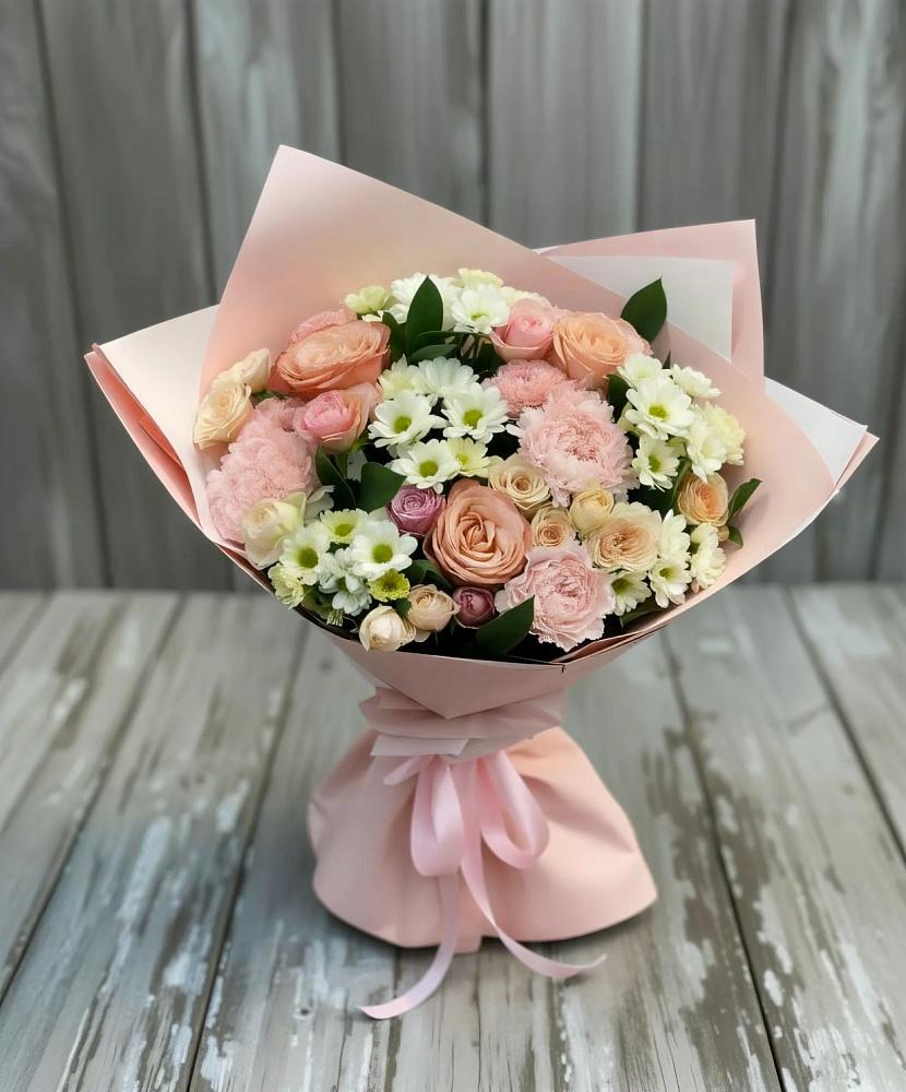 Букет цветов из: Гвоздики, Розы и Хризантемы в Добринка Липецкая область