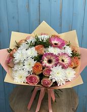 Букет цветов из:  Розы, Герберы и Хризантемы #REPLACE_PRED# Добринка Липецкая область