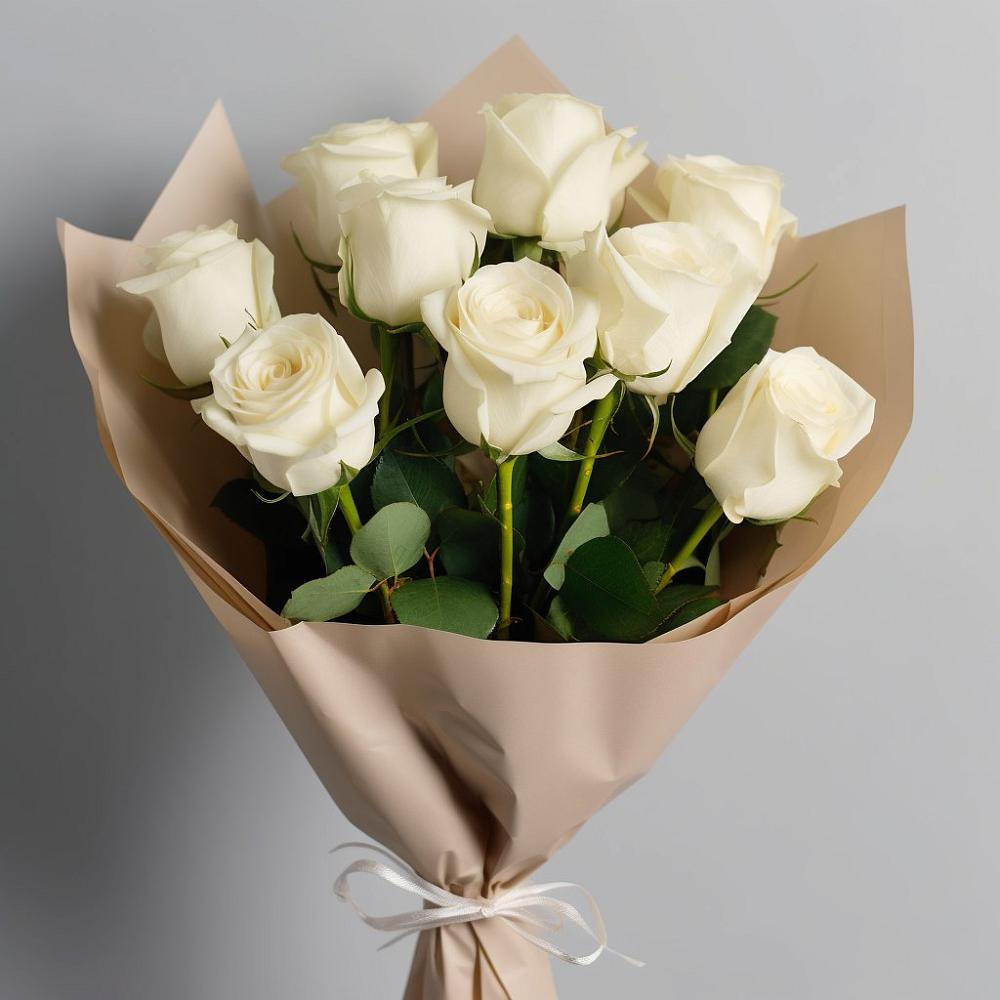 Букет 9 Белых роз Эдлесс Лав в Добринка Липецкая область