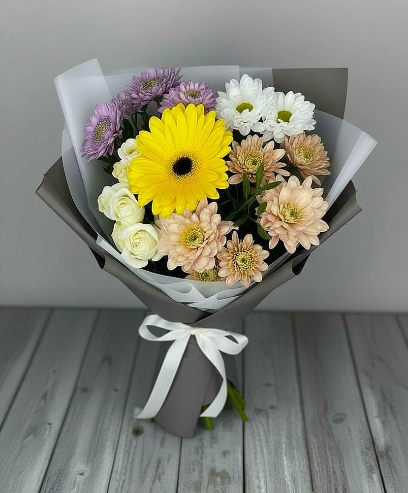 Букет цветов из: Розы, Герберы и Хризантемы в Добринка Липецкая область