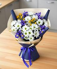 Букет цветов из:  Розы, Ирисы и Хризантемы в Добринка Липецкая область