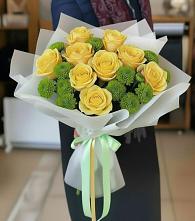 Букет цветов из:  Хризантемы и Розы в Добринка Липецкая область