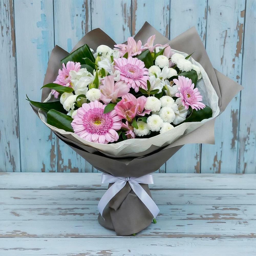 Букет цветов из: Герберы, Альстромерии и Хризантемы в Добринка Липецкая область