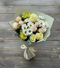 Букет цветов из:  Альстромерии, Розы и Хризантемы в Добринка Липецкая область